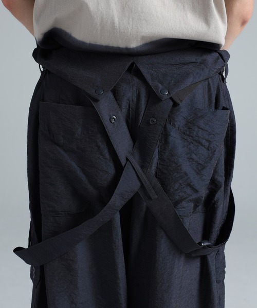 ワイドパンツ パンツ Y-3 CRINKLE VISCOSE SUSPENDER PANTS メンズ レディースの画像