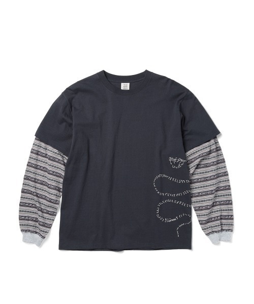 トップス YES YESEYESEE（イエスアイシー） tシャツ Y.E.S Jacquard Stripe Layerd L
