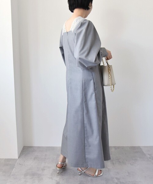 「quaranciel」 長袖ワンピース ONE SIZE ネイビー レディース_画像4
