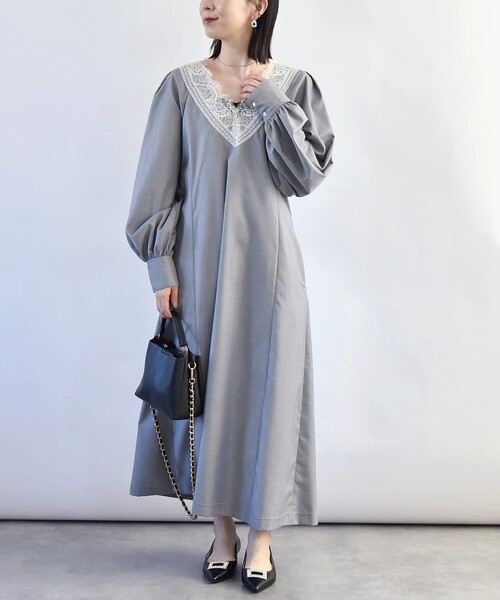「quaranciel」 長袖ワンピース ONE SIZE ネイビー レディース_画像7
