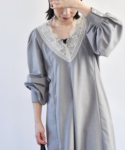 「quaranciel」 長袖ワンピース ONE SIZE ネイビー レディース_画像9