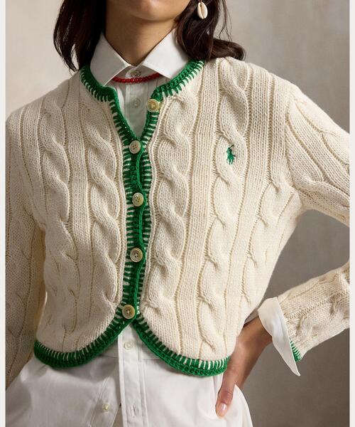 Polo Ralph Lauren ケーブルニットカーディガン M クロップド POLO RALPH LAUREN（ポロ・ラルフローレン） カーディガン ケーブル