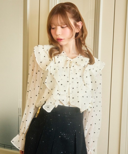 【美品Gracecontinental】ドットフリルブラウス TITTY＆CO.（ティティーアンドコー） ブラウス シャツ ドットフリル