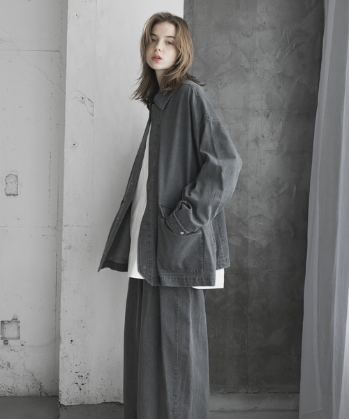 「remer」 デニムジャケット SMALL グレイッシュベージュ メンズ_画像3