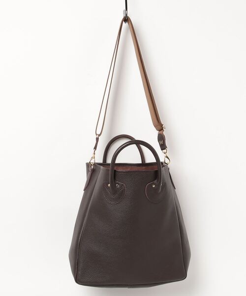 YOUNG&OLSEN ダークブラウン レザー トートバッグ YOUNG&OLSEN The DRYGOODS STORE（ヤングアンドオルセン） 2WAYバッグ