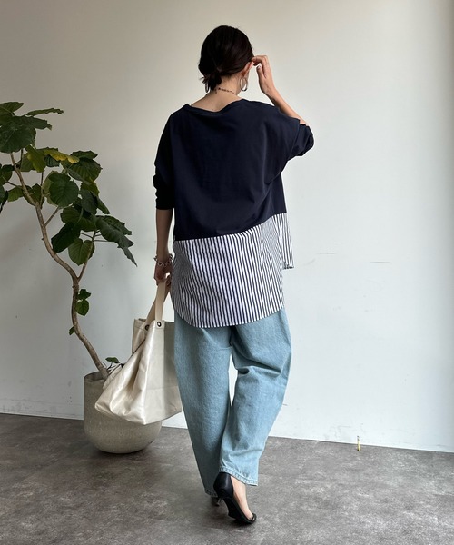 「DouDou」 長袖カットソー FREE ネイビー レディース_画像9