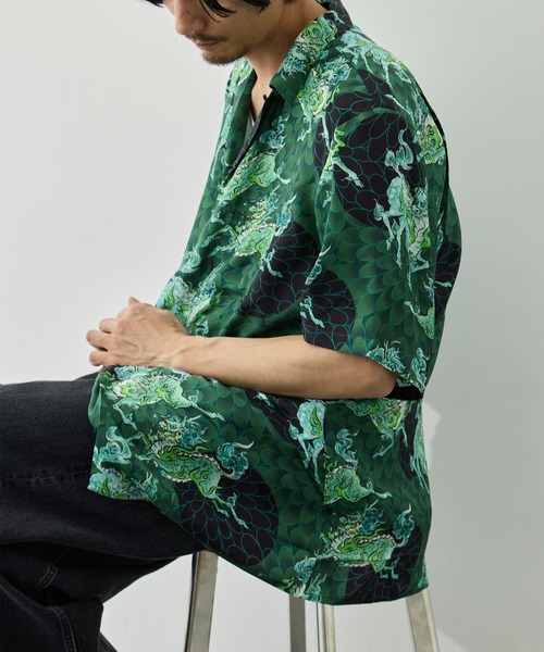 アロハシャツ シャツ 「NIPOALOHA/二ポアロハ」SILK CUPRO SHORT SLEEVE ALOHA SHIRT メンズの画像