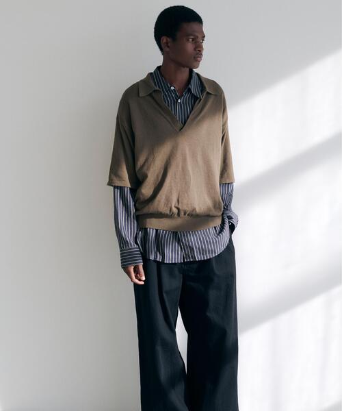 トップス YLEVE / COTTON LINEN KNIT SKIPPER POLO5 YLEVE（イレーヴ） セーター ニット YLEVE / COTTON LINEN KNIT