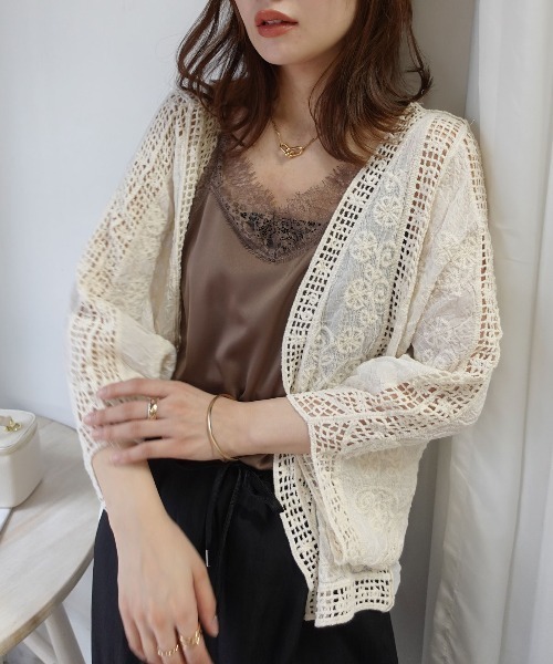 CORNERS（コーナーズ） カーディガン 刺繍レースクロシェドルマン