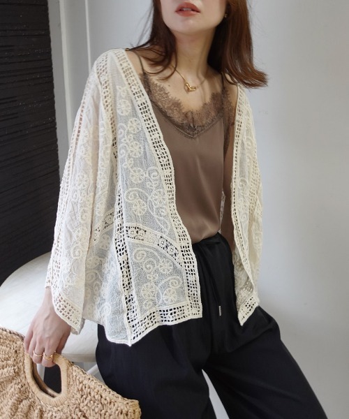 CORNERS（コーナーズ） カーディガン 刺繍レースクロシェドルマン