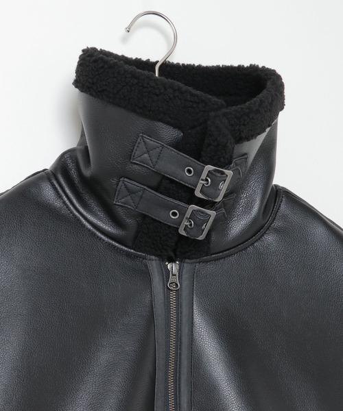 andrea&co. フェイクレザーボアブルゾン　ブラック　AUBREY 楽天市場】【SALE／30%OFF】フェイクレザーボアブルゾン 24AW NATURAL