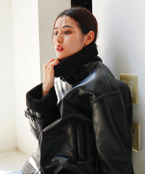 VENCE EXCHANGE ブルゾン アウター フェイクレザーボアブルゾン