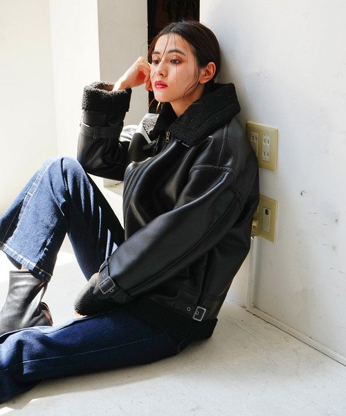 VENCE EXCHANGE ブルゾン アウター フェイクレザーボアブルゾン