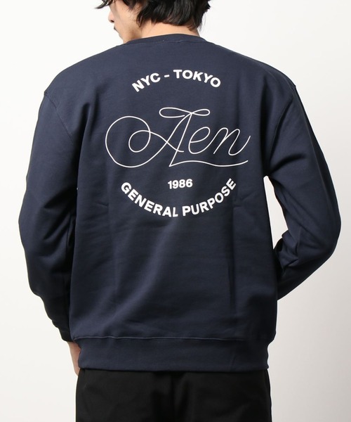 【関税込み】EGONlab ネイビー ロゴプリント スウェットシャツ A.en トレーナー スウェット A.EN CLASSIC LOGO SWEAT メンズ