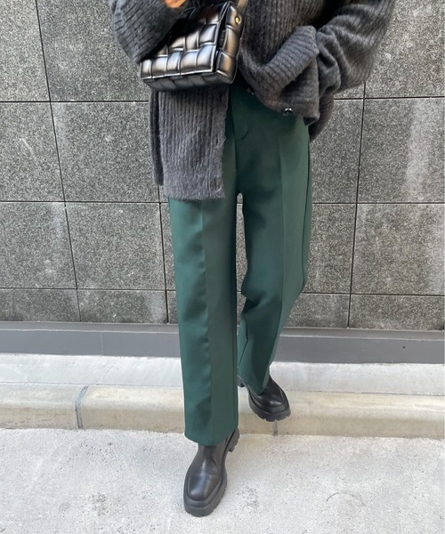 feepur スラックス パンツ センタープレスストレートカラー