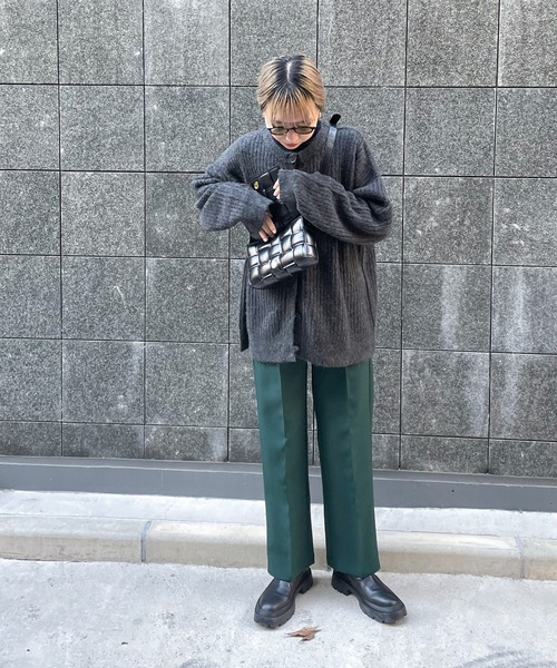 feepur スラックス パンツ センタープレスストレートカラー