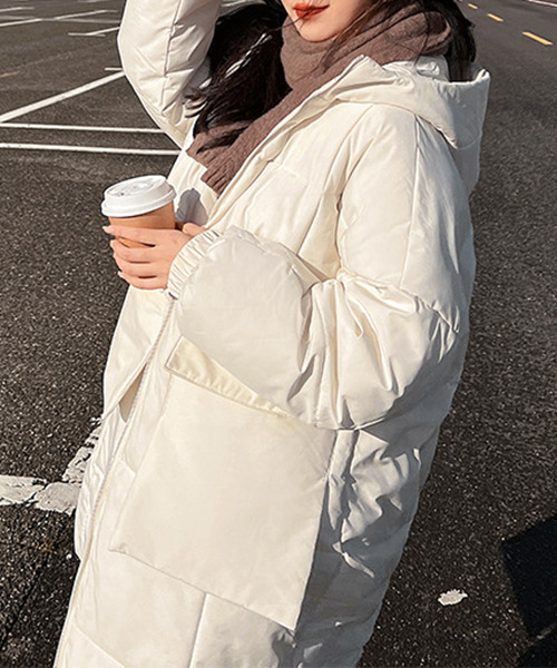 c.u.l ダウンコート ダウンジャケット フード付き 中綿ロングダウン