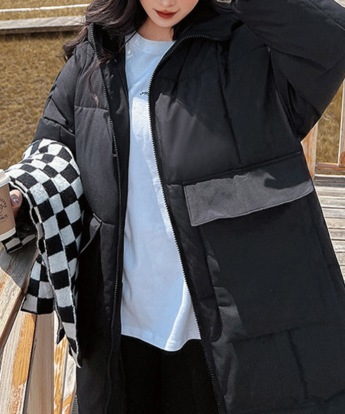 c.u.l ダウンコート ダウンジャケット フード付き 中綿ロングダウン