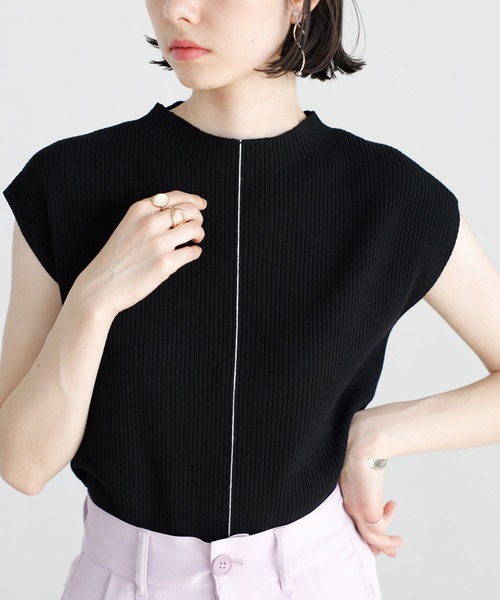 【SALE】バイカラーフレンチスリーブニット【ネコポス】