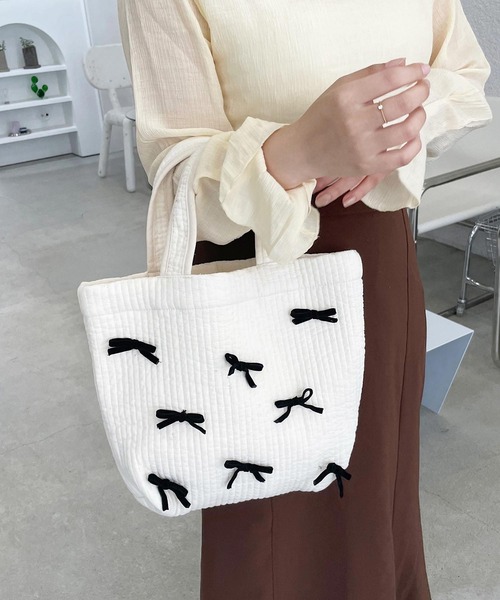 ニコ♡ヌビバッグ shopnikoniko（ショップにこにこ） トートバッグ 韓国製 リボン付き