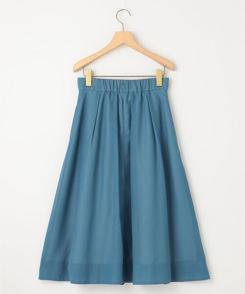 MISSEY MIYAKE ♡青緑 シワ加工　フレアスカート スカート 「洗える・シワになりにくい」カラーボイル シアーフレア
