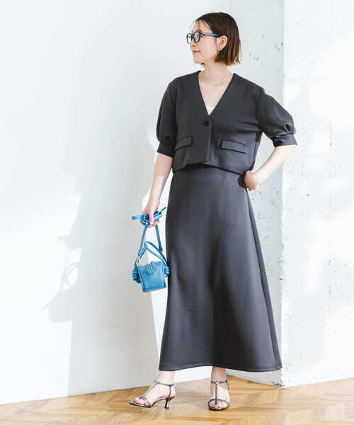 長袖　モックネック　ポケット付き　フレアスカート　セットアップ　サイズS 新品 ANY SIS（エニィスィス） セットアップ 「2SET」ジャケット × フレア