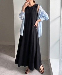 23区　ワンピース　ロングドレス　フレア春夏　黒　綿100% コットン⑩ RANAN（ラナン） ワンピース 夏 華奢見え！綿100％フレアーロング