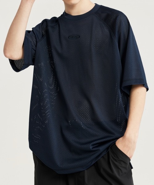 tシャツ ワンポイント ロゴ メッシュプルオーバー メンズ