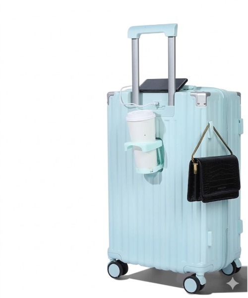 【未使用】美品！スーツケース 機内持ち込み キャリーケース 39L 水色 充電 カップホルダー付 TABI PAL（タビパル） スーツケース カップホルダー付き キャリー