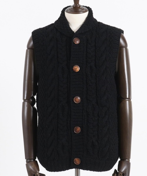 HIMALAYAN CLIMBER'S HANDKNITケーブル編みボタンベスト ヒマラヤンクライマーズハンドニット HIMALAYAN CLIMBERS