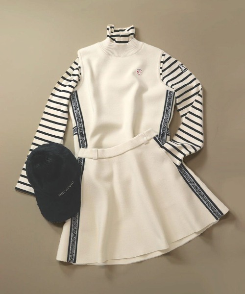 アルチビオ archivio A419017 レディース 長袖 モックネック プルオーバー ボーダー 吸湿発熱 ストレッチ ゴルフウェア スポーツウェア 秋冬 archivio（アルチビオ） 「LADIES」吸湿発熱起毛ボーダープルオーバー