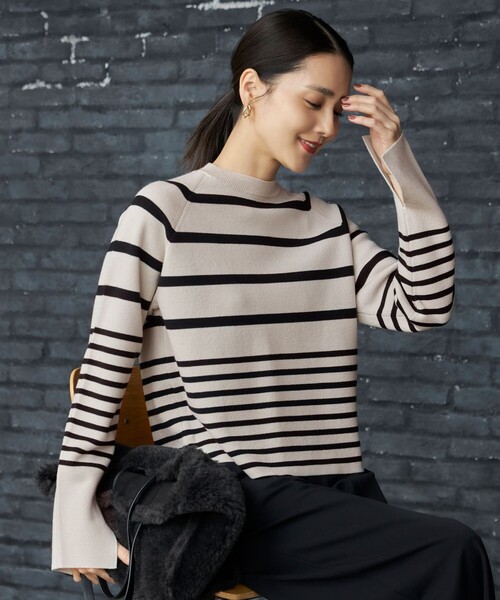 自由区　ウールミラノボーダー ニット 自由区（ジユウク） ニット セーター ウールミラノボーダー ニット