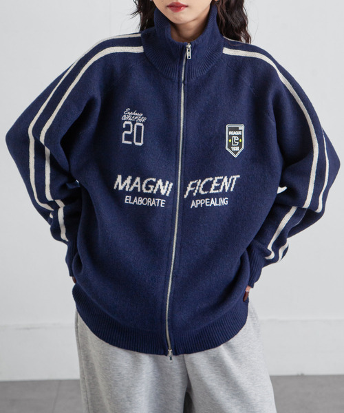 カーディガン ジップドライバーズニットトラックジャケット トラック
