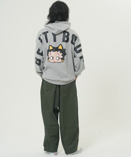 美品 VELENCE ロゴフーディ パーカー 黒 ブラック L ゆったり タイ製 BETTY BOOP パーカー BettyバックロゴBIGプルパーカー(M1