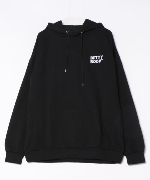 美品 VELENCE ロゴフーディ パーカー 黒 ブラック L ゆったり タイ製 BETTY BOOP パーカー BettyバックロゴBIGプルパーカー(M1
