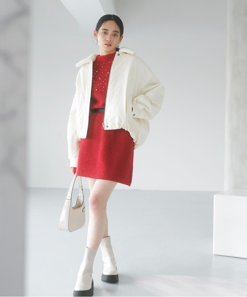 VIS（ビス） ワンピース ビジュー付きニットワンピース : ZOZOTOWN