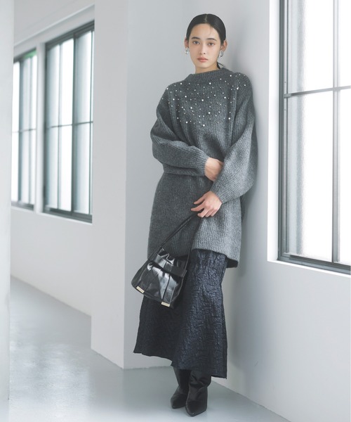 VIS（ビス） ワンピース ビジュー付きニットワンピース : ZOZOTOWN