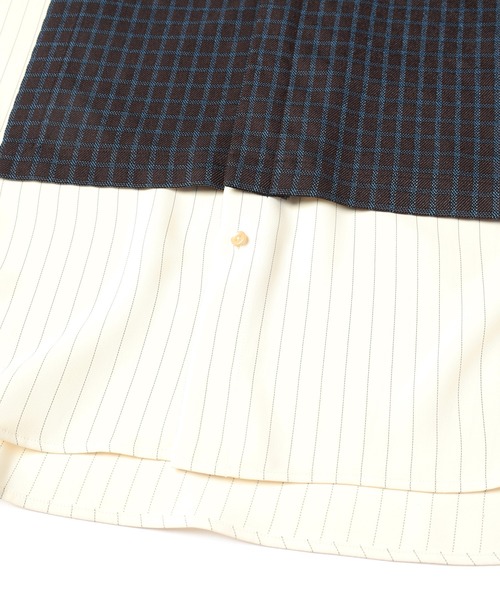CULLNI シャツ Check Asymmetrical Stripe Short Sleeve Shirt