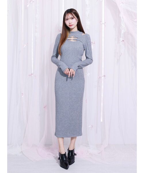 EATME（イートミー） ワンピース ベルテッドデコルテリブワンピース