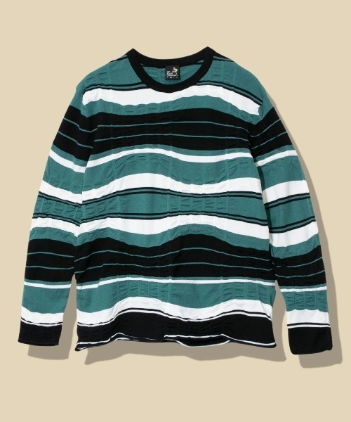tシャツ 歪んだボーダーニット ロングスリーブ TEE メンズ レディース | go slow caravan | 01