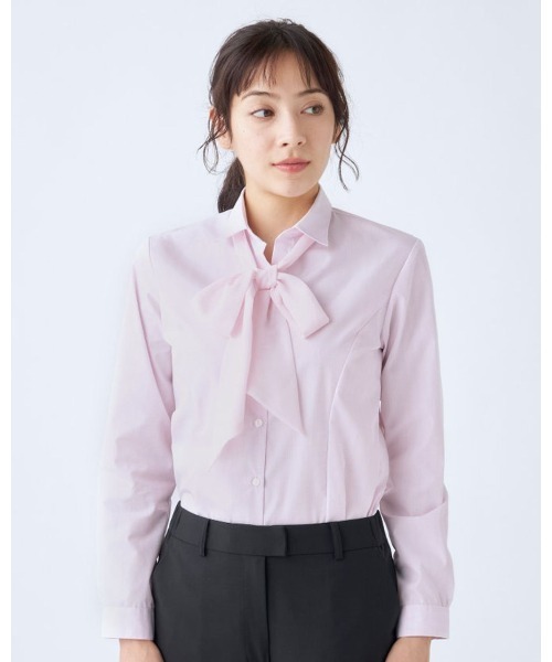 SUITS SELECT サマンサ上下セット＋ピンクシャツ(フリル、リボン付き) SUIT SELECT ブラウス シャツ × Samantha Thavasa」リボン＆フリル付き