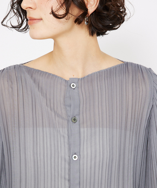 qualite（カリテ） ブラウス シャツ ランダムプリーツフレアーブラウス