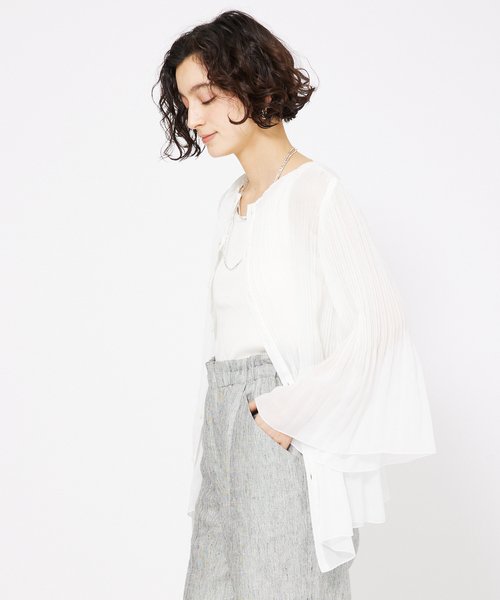 qualite（カリテ） ブラウス シャツ ランダムプリーツフレアーブラウス