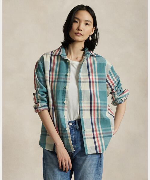 ブラウス シャツ リラックス フィット チェック コットン ツイル シャツ レディース POLO RALPH LAUREN ブラウス シャツ リラックス フィット