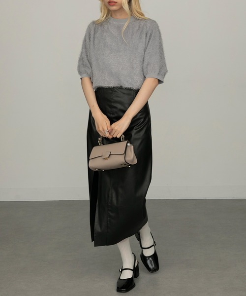 LORISTELLA レザー ハンドバッグ ロリステッラ LORISTELLA シュリンクレザーハンドバッグ