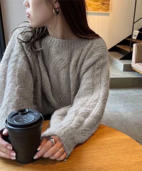 「titivate」 長袖ニット FREE ライトグレー レディース_画像9