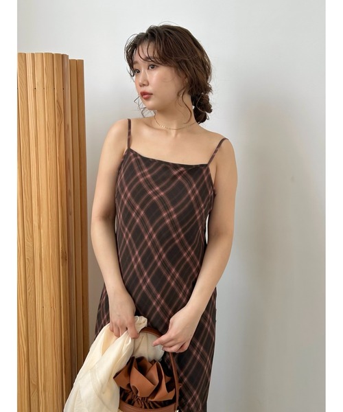 FRAY I.D ワンピース レーヨンシフォンラッフルプリントキャミ