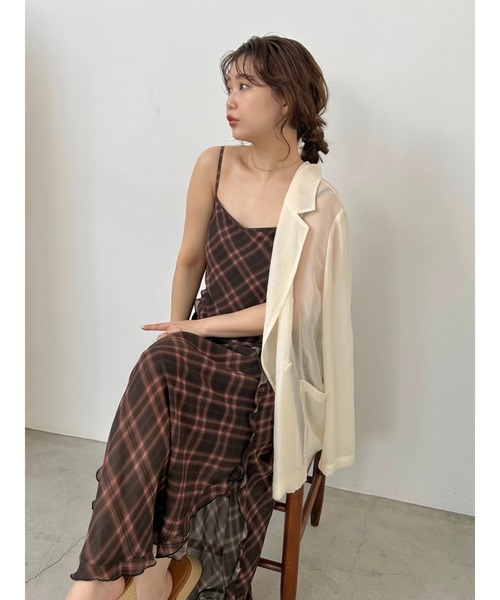 FRAY I.D ワンピース レーヨンシフォンラッフルプリントキャミ