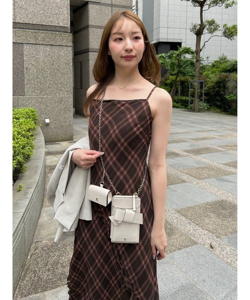 FRAY I.D ワンピース レーヨンシフォンラッフルプリントキャミ