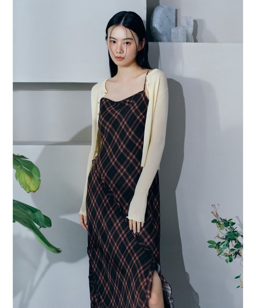 FRAY I.D ワンピース レーヨンシフォンラッフルプリントキャミ